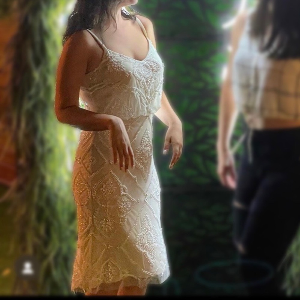 Adrianna papell cream beaded dress